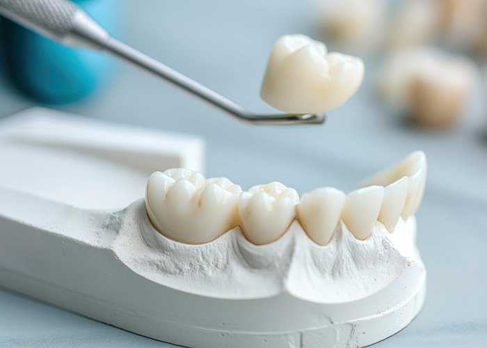 Dental crowns cover the entire surface of teeth
