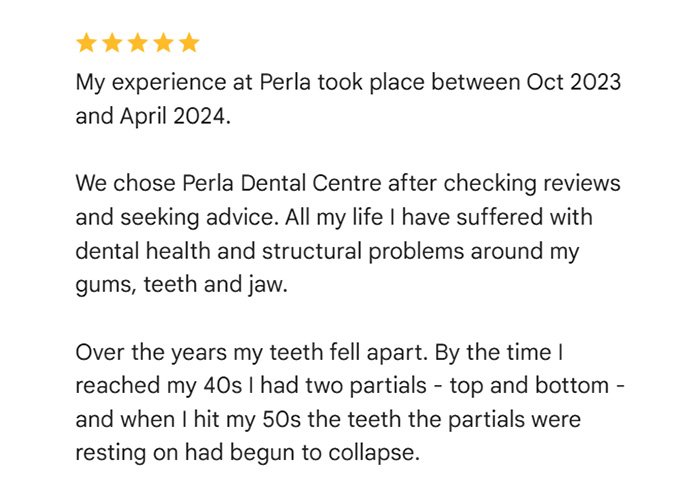 Dental Implants in Turkey: Prices, Packages and Procedures reviews about Perla Dental Clinics